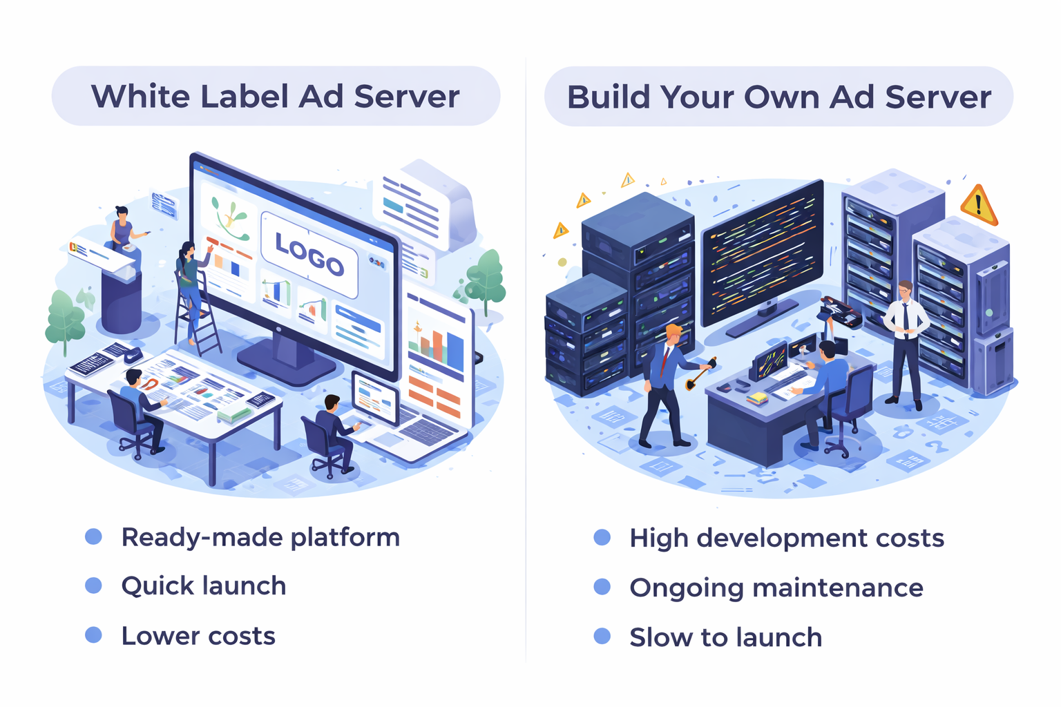 white label ad server vs building your own ad server comparison